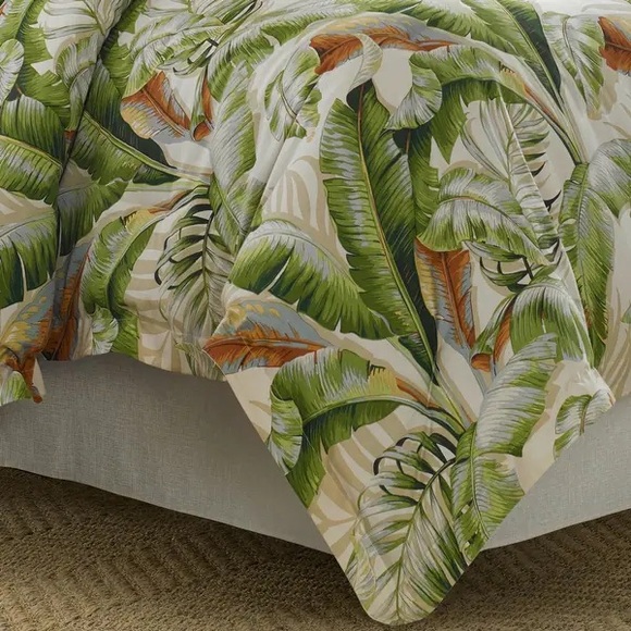 Tommy Bahama Palmiers 4-Pce. Green Botanical Cotton  Comforter Set Sz Cal King - Picture 2 of 4